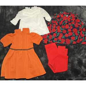 Lot Of 4 Janie And Jack Girls Clothing Sizes 4, 5, 6 Rose Tops Dress Pants Event